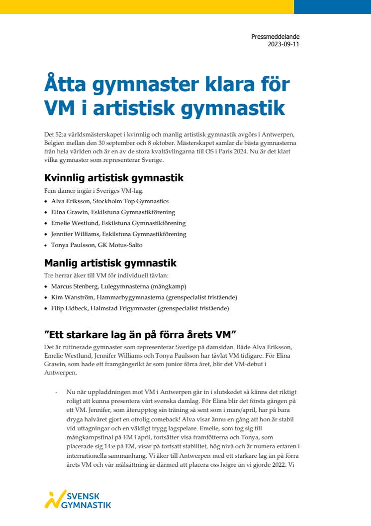 Pressmeddelande VM i artistisk gymnastik 2023.pdf