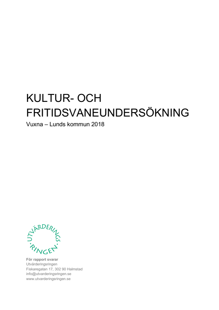 Resultat kultur- och fritidsvaneundersökning, vuxna