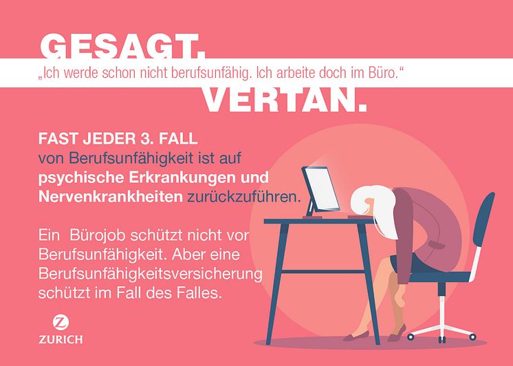 Berufsunfähigkeit - Irrtum Nr. 1 "Ich werde schon nicht berufsunfähig. Ich arbeite doch im Büro."