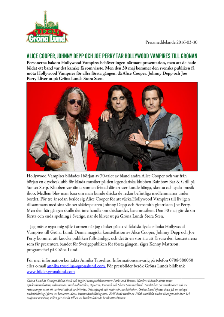 Alice Cooper, Johnny Depp och Joe Perry tar Hollywood Vampires till Grönan