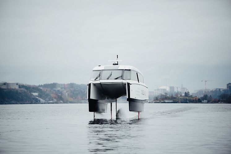 Candela P-12 taking off outside Stockholm's port