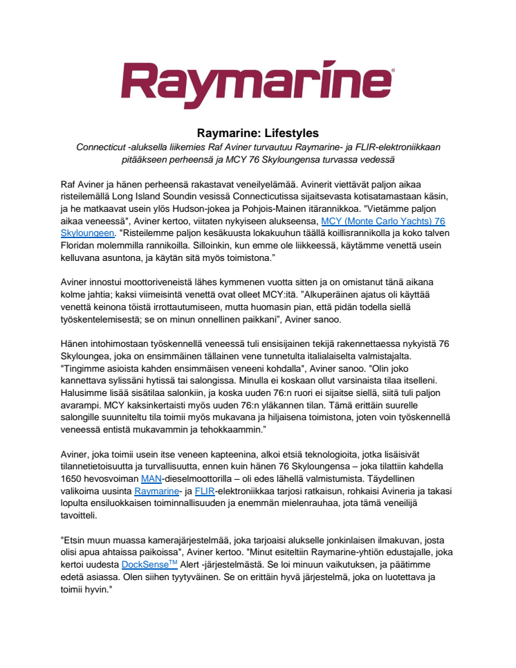 Raymarine: Lifestyles