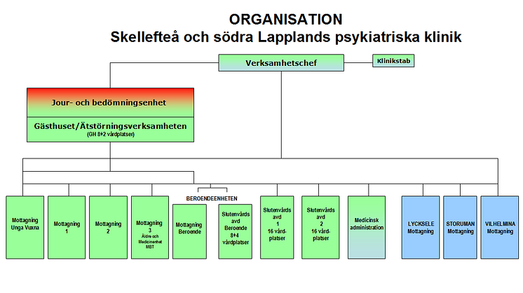 Klinikens nya organisation i skissform