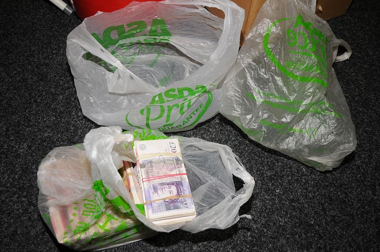 A bag containing £48,000 that was hidden amongst Iqbal Haji's chicken nuggets