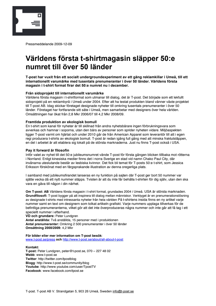 Världens första t-shirtmagasin släpper 50:e numret till över 50 länder