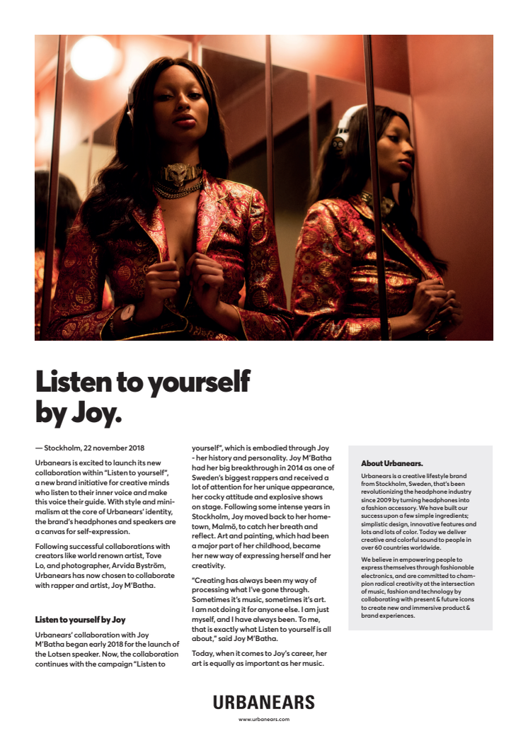 Urbanears presents Listen to yourself by Joy.