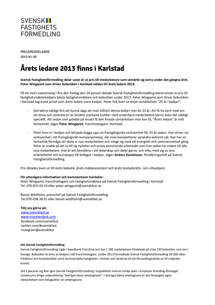 Årets ledare 2013 finns i Karlstad