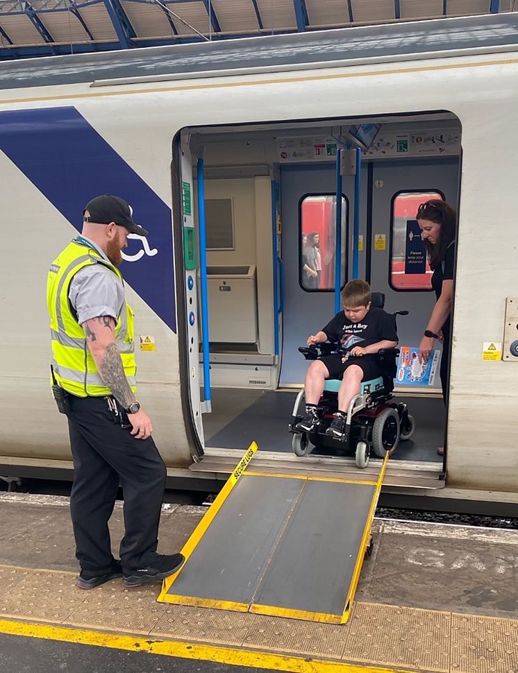 Ryan Horrod is shown how he can continue using trains with the assistance on offer