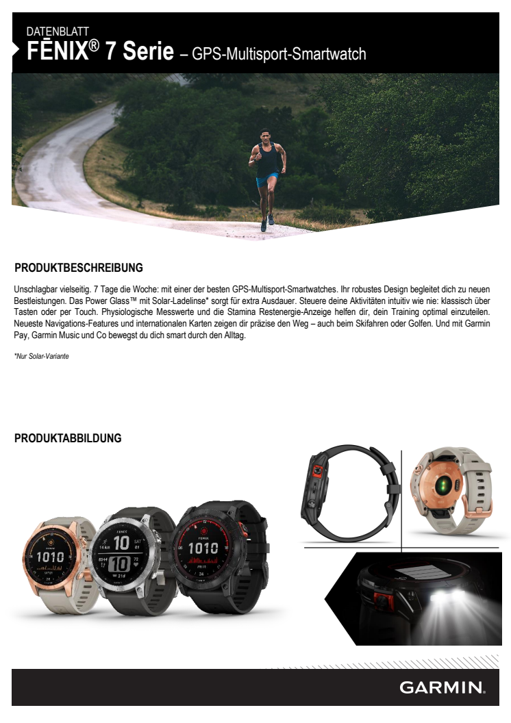 Garmin Datenblatt fēnix 7 CE