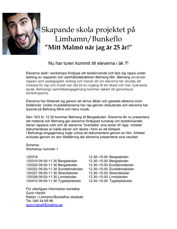 Skolelever rappar med Behrang Miri