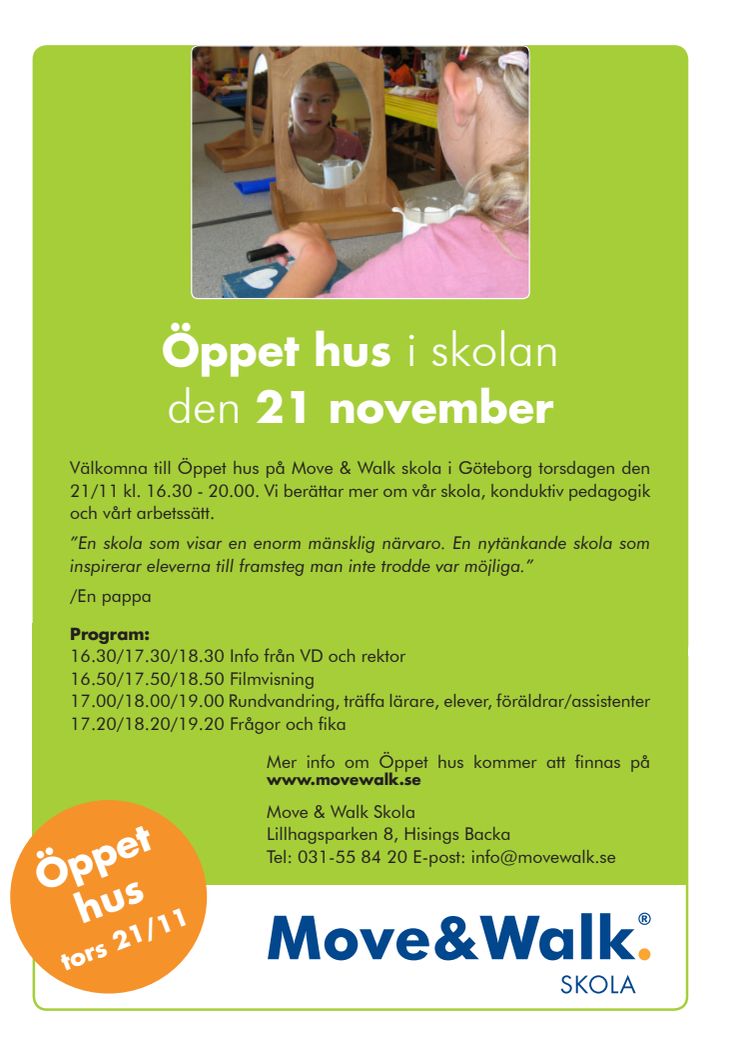 Öppet hus på Move & Walk Skola den 21 november