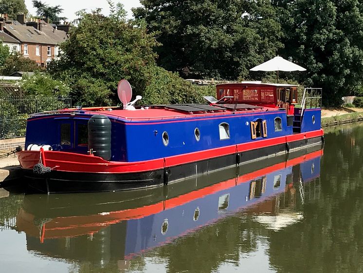 Hi-res image - Fischer Panda UK - Elton Moss-built 70ft Kingsley barge Sacred has a Bellmarine electric propulsion system and Fischer Panda AGT 13kW 48v DC generator installed