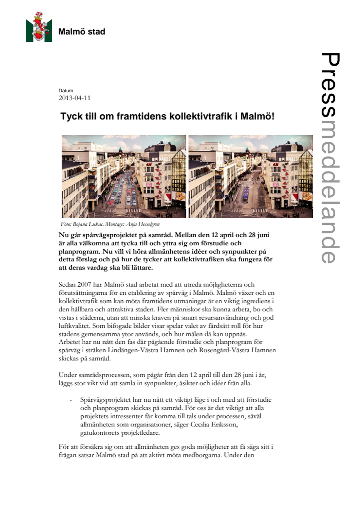 Tyck till om framtidens kollektivtrafik i Malmö!