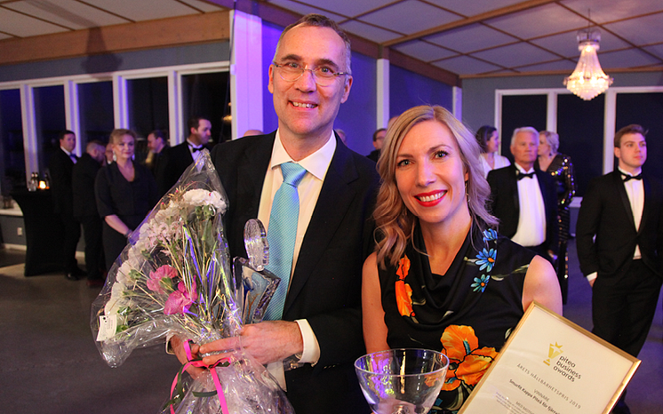 Per Swärd, vd, och Malin Carlborg, kommunikationsansvarig, Smurfit Kappa, Piteå