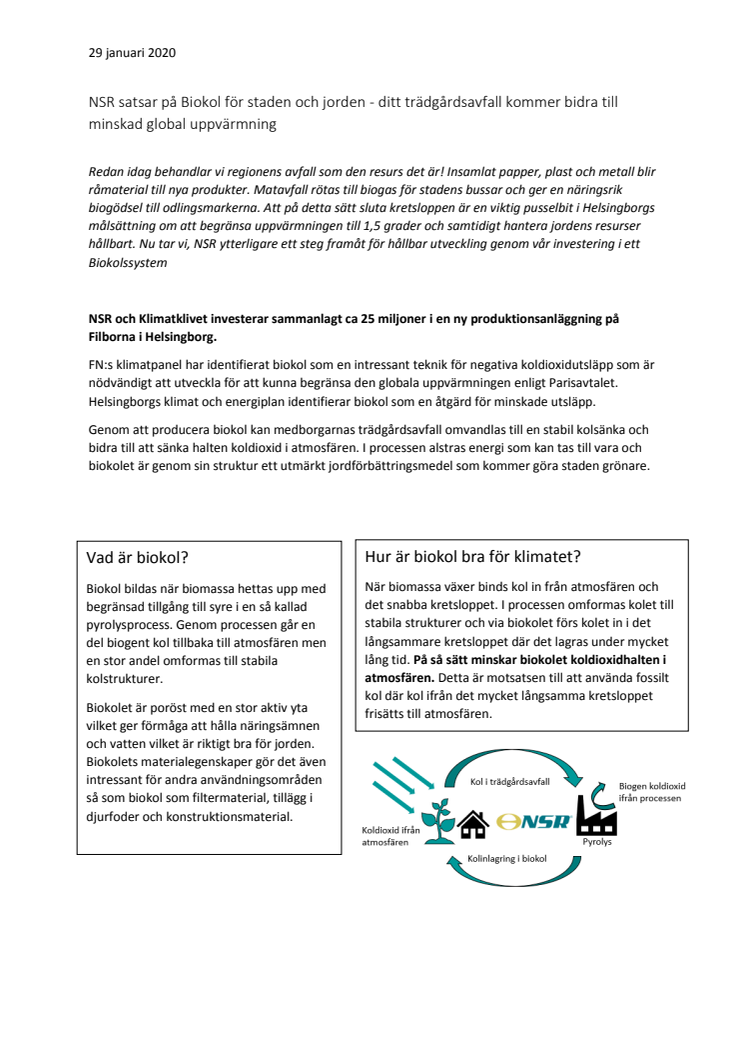 NSR satsar på biokol - låter regionens trädgårdsavfall bidra till minskad global uppvärmning