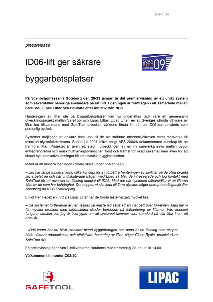 ID06-lift ger säkrare byggarbetsplatser