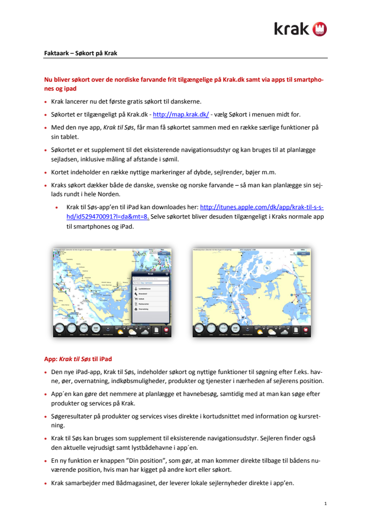 Faktaark - Krak til Søs og søkort på Krak.dk