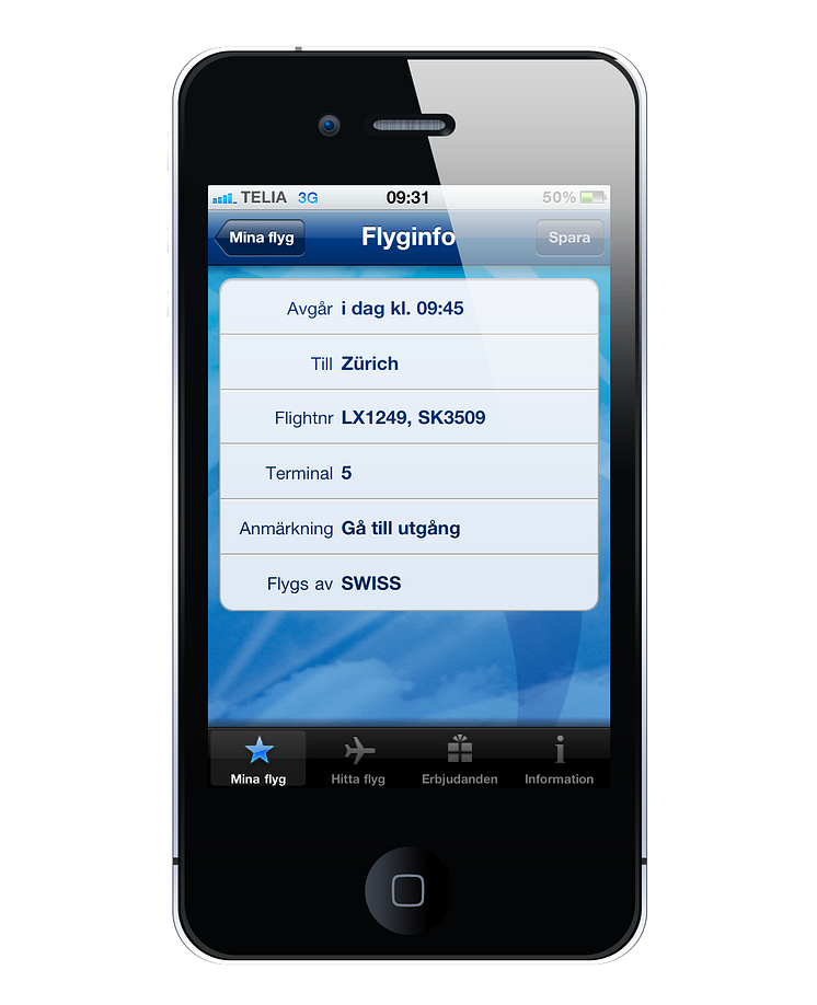 Arlanda flygplats Iphone applikation - Flyginfo