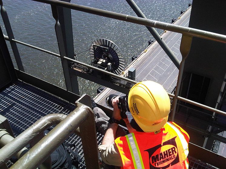 Power from above - filming vast cable reels on STS cranes at Maher Terminals in Newark #Cavotecfilm