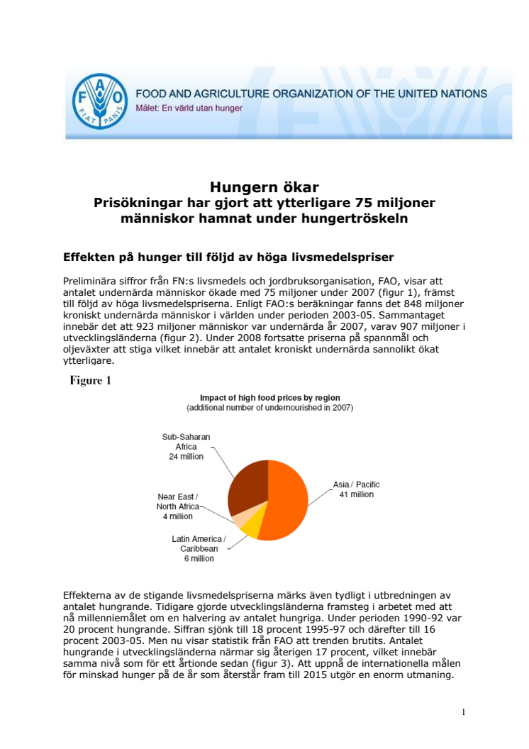 FAO-paper: Hungern ökar