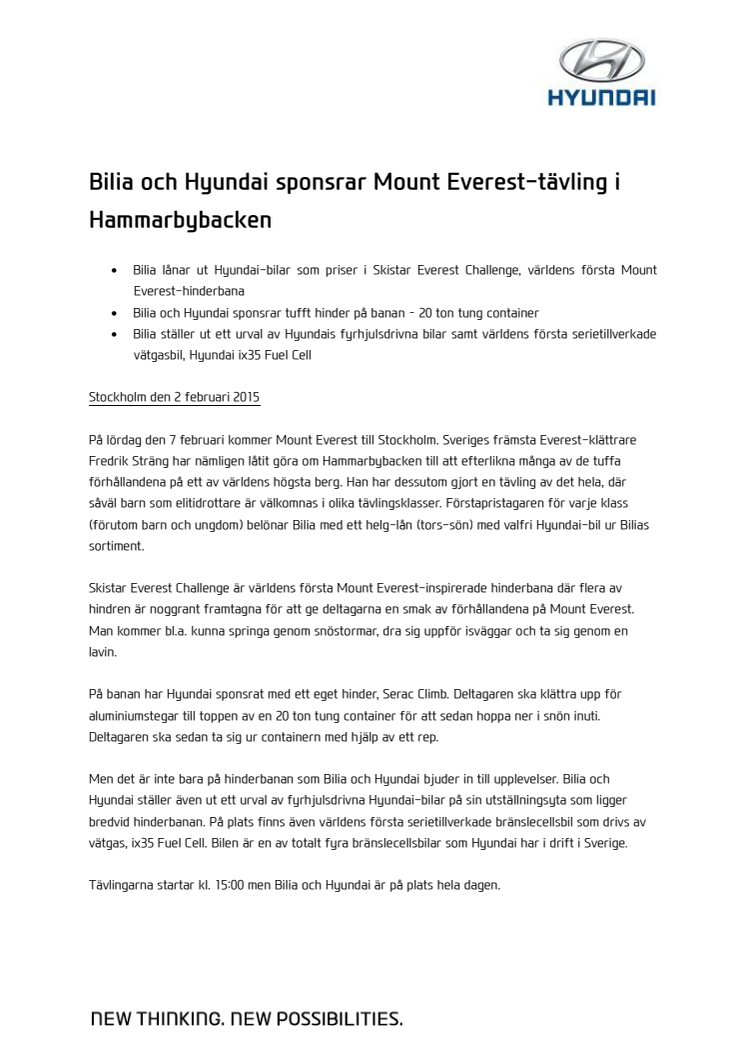 Bilia och Hyundai sponsrar Mount Everest-tävling i Hammarbybacken 