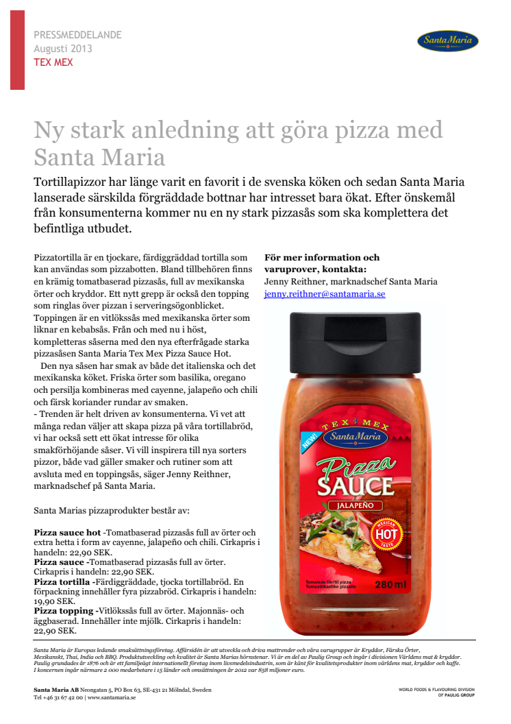 Ny stark anledning att göra pizza med Santa Maria