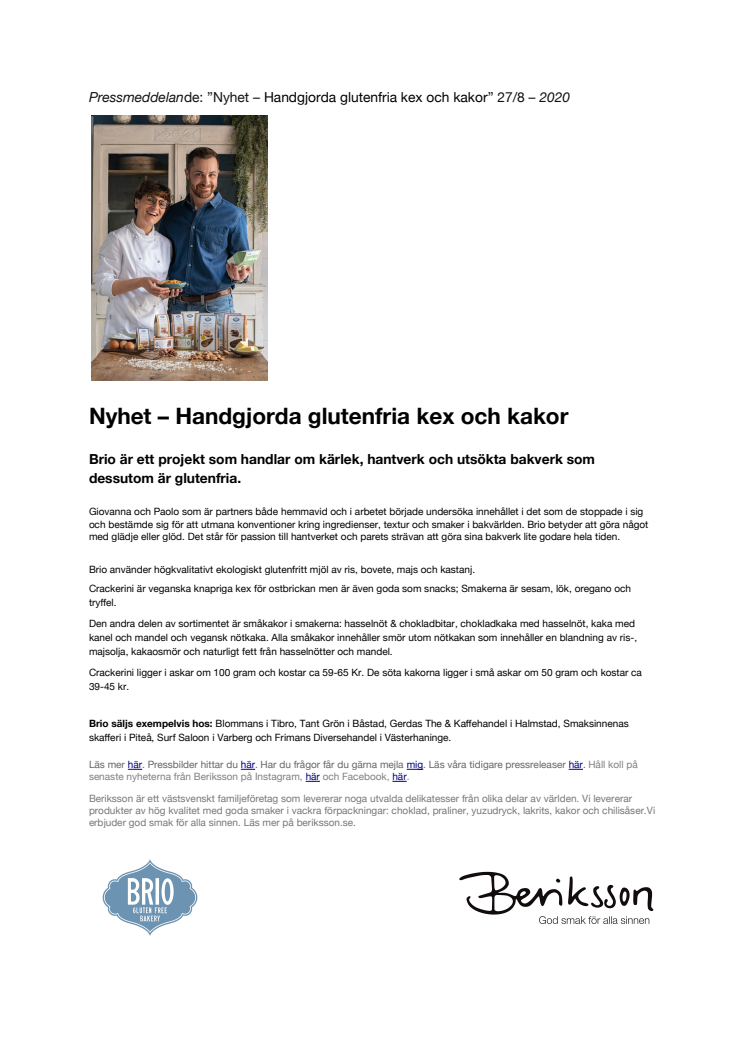 Nyhet – Handgjorda glutenfria kex och kakor
