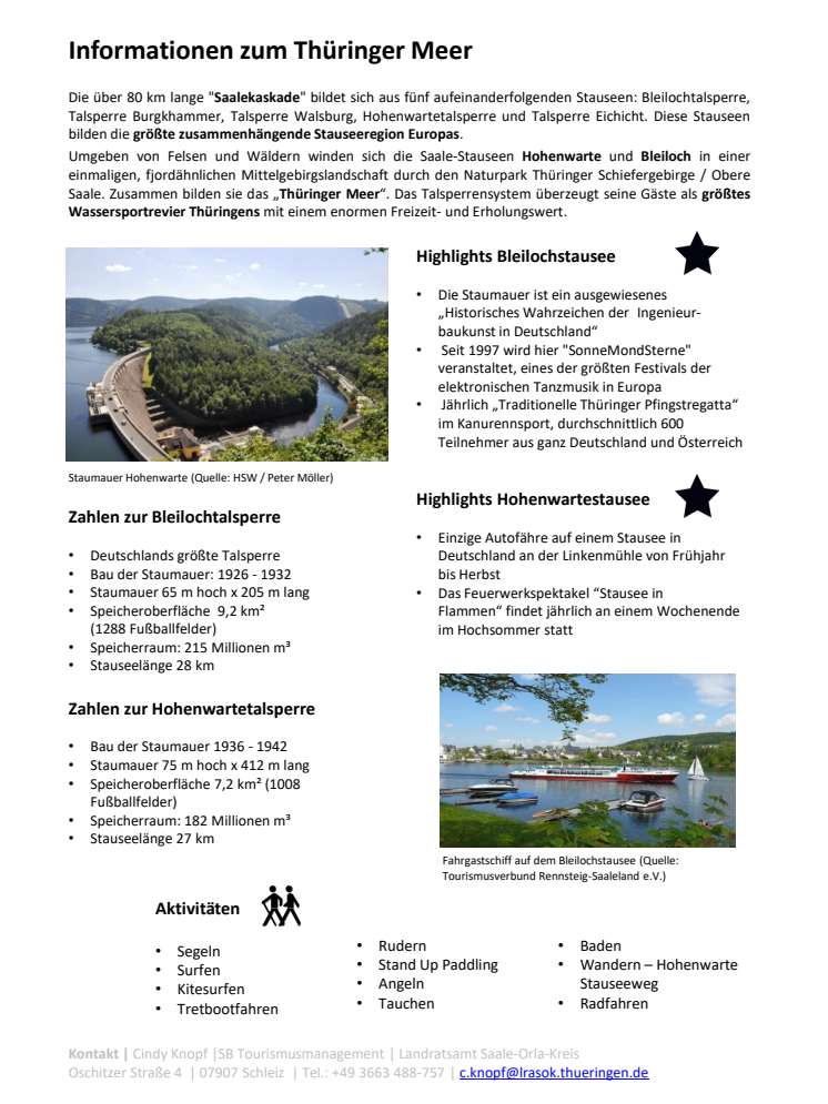 Thüringer Wassertourismus: Informationen zum Thüringer Meer