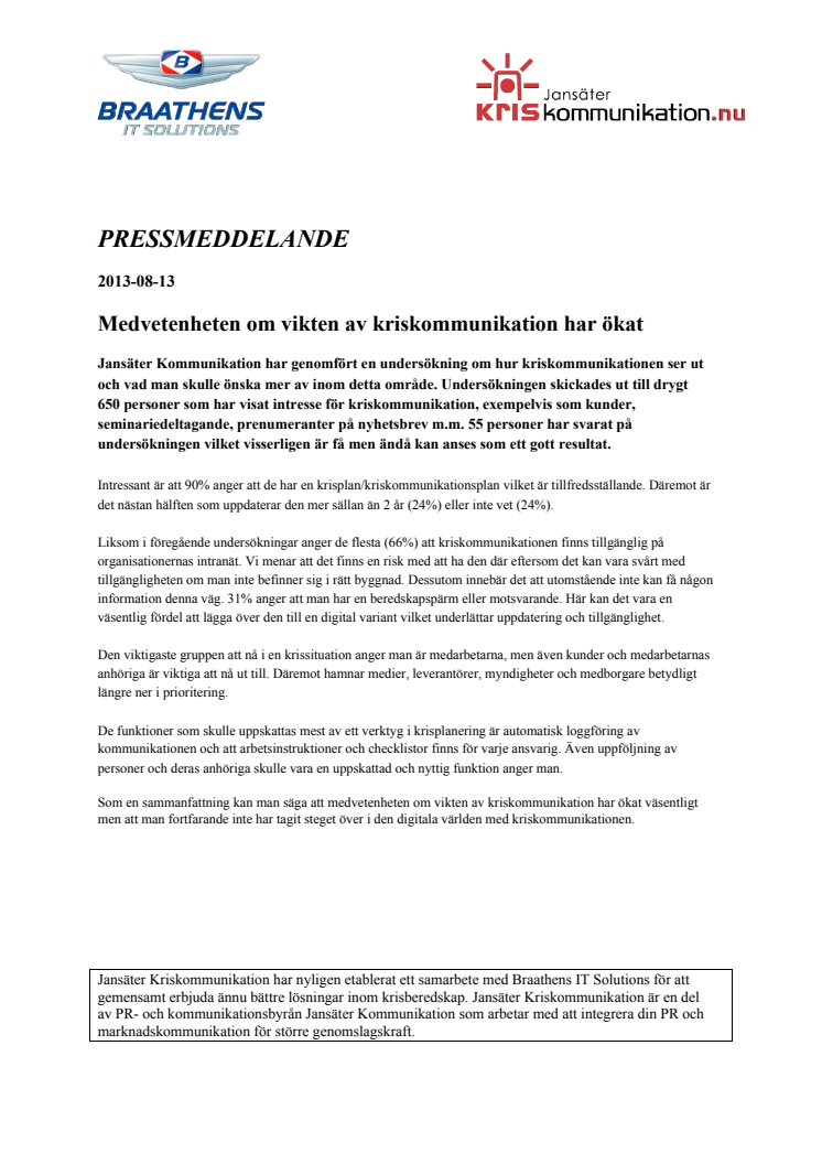 Medvetenheten om vikten av kriskommunikation har ökat