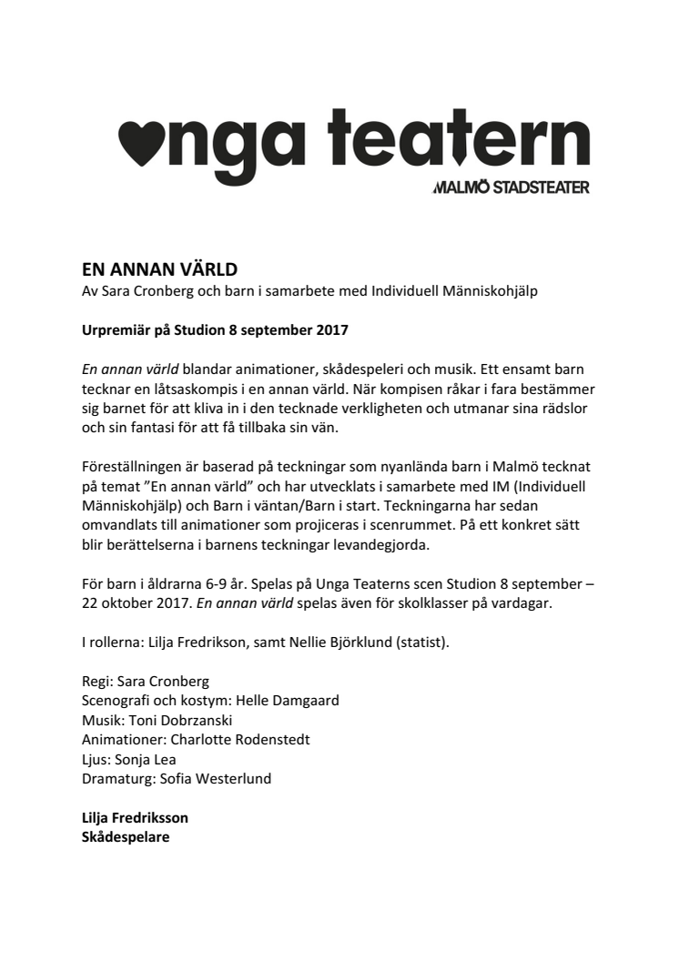 Pressmaterial till En annan värld på Unga Teatern