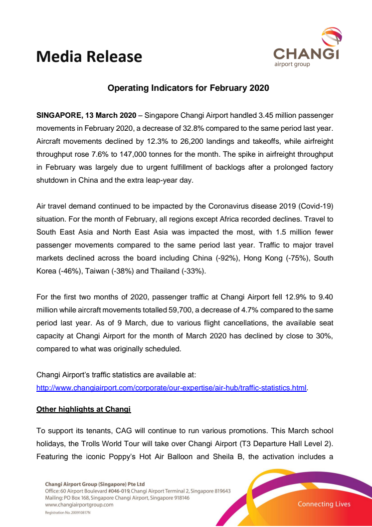 Operating Indicators for February 2020 