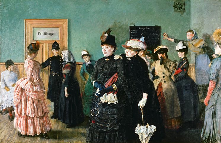 Livets dans. Albertine i politilegens venteværelse, olje på lerret, 1885-1887 av Christian Krohg