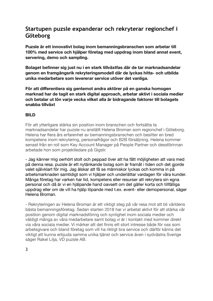Startupen Puzsle expanderar och rekryterar regionchef i Göteborg 