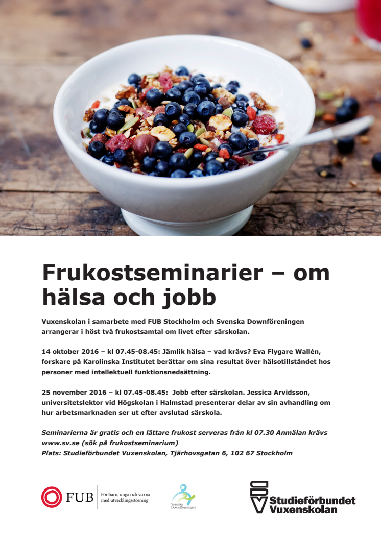 Frukostseminarier – om hälsa och jobb