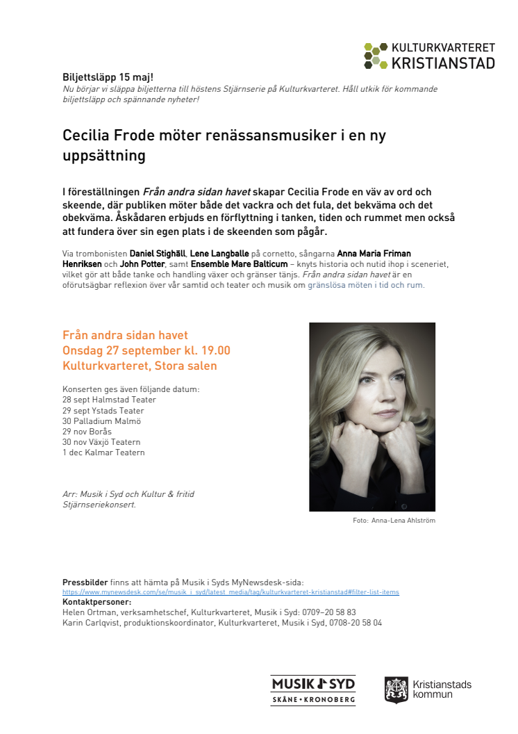 Cecilia Frode möter renässansmusiker i en ny uppsättning