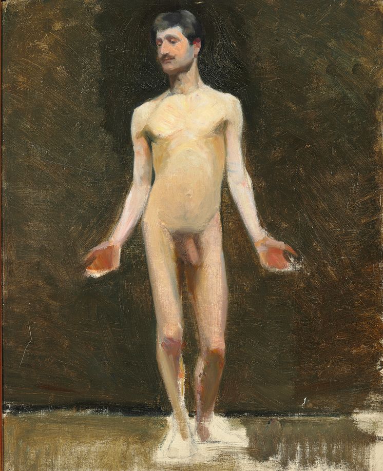 Marie Krøyer: Stående mandlig model med udbredte arme