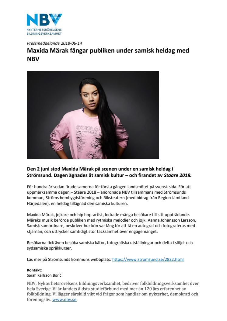Maxida Märak fångar publiken under samisk heldag med NBV