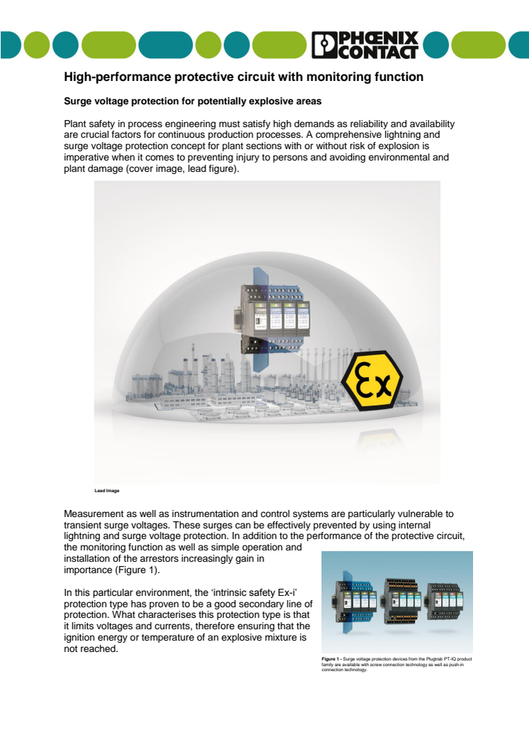 Surge voltage protection for potentially explosive areas