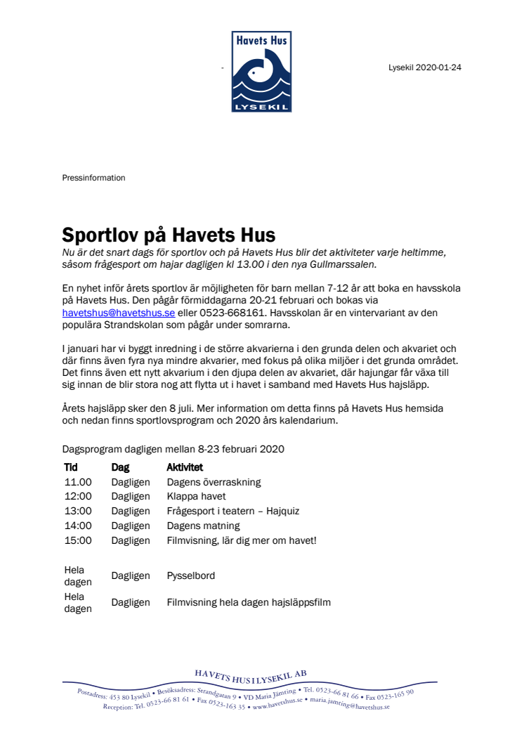 Sportlov på Havets Hus