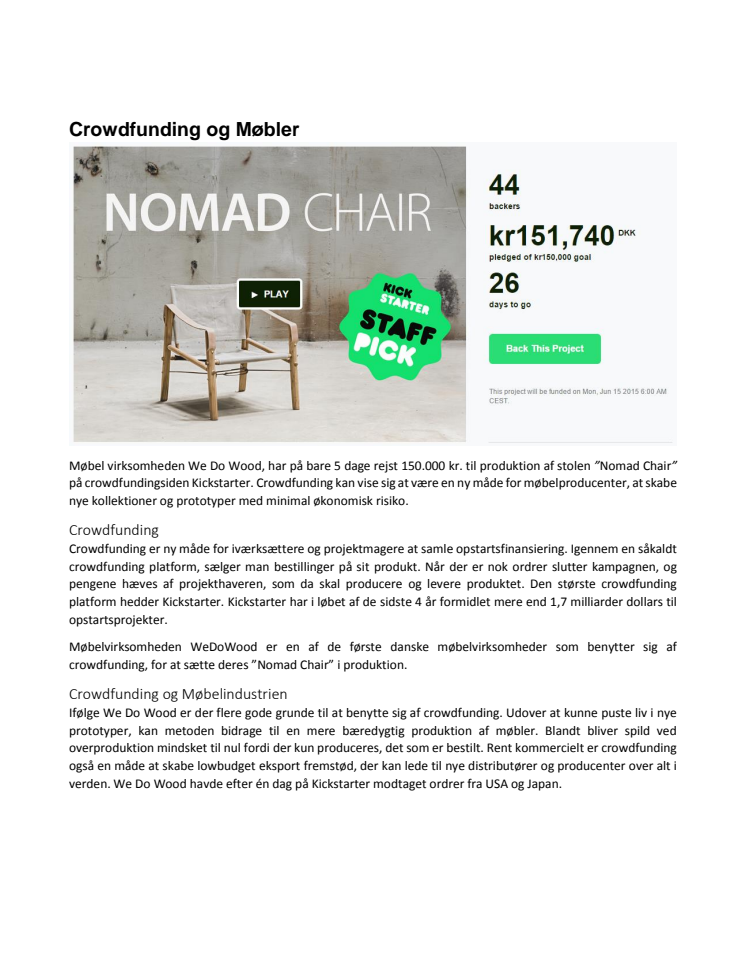 We Do Wood succesfuld crowdfunding på Kickstarter