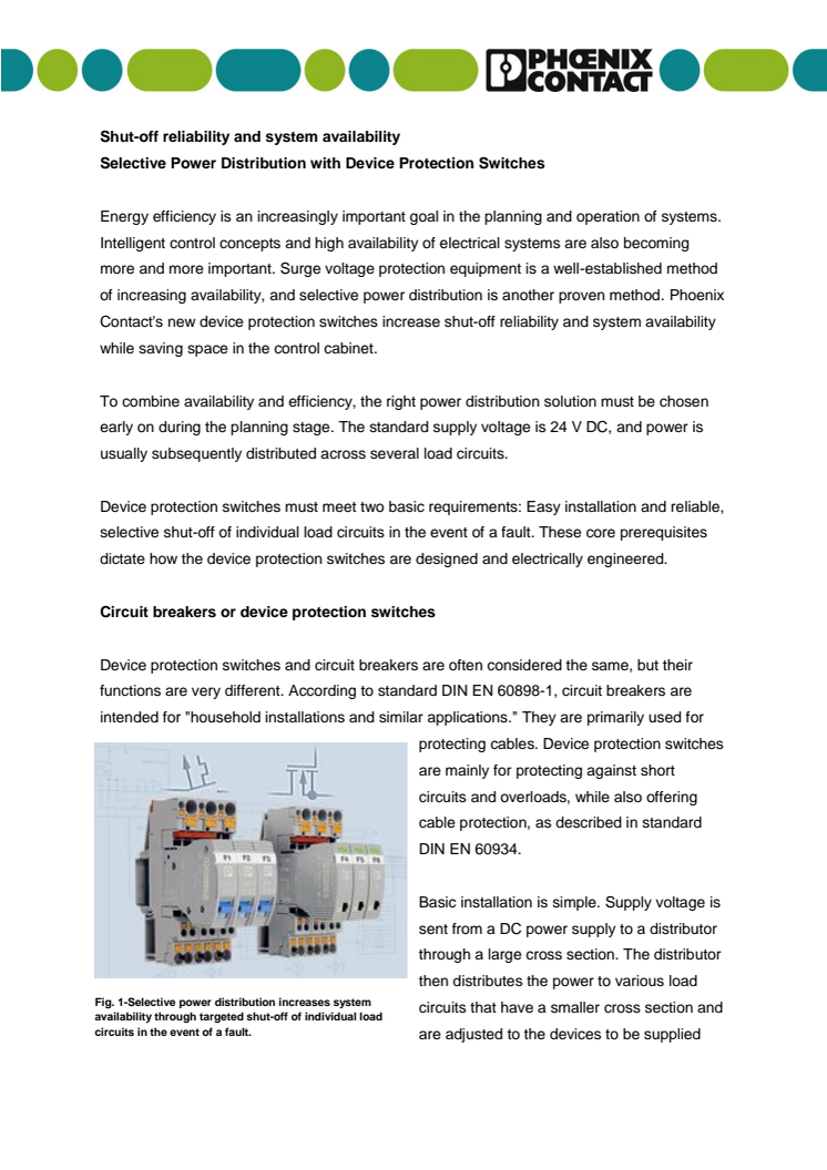 Shut-off reliability and system availability: Selective Power Distribution with Device Protection Switches