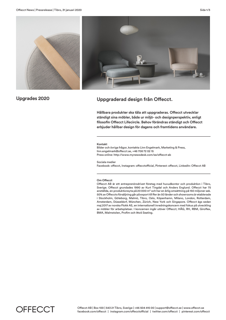 Offecct Press release Upgrades 2020_SE