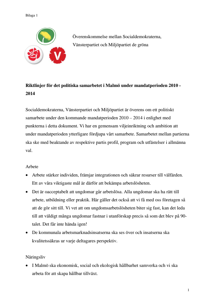 Uppgörelse klar mellan S, V och MP i Malmö: En gemensam politik för att möta svåra utmaningar!