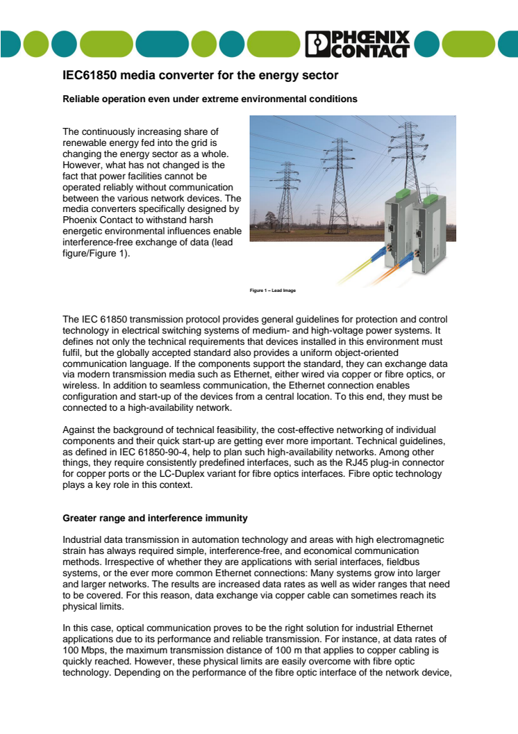 IEC61850 media converter for the energy sector