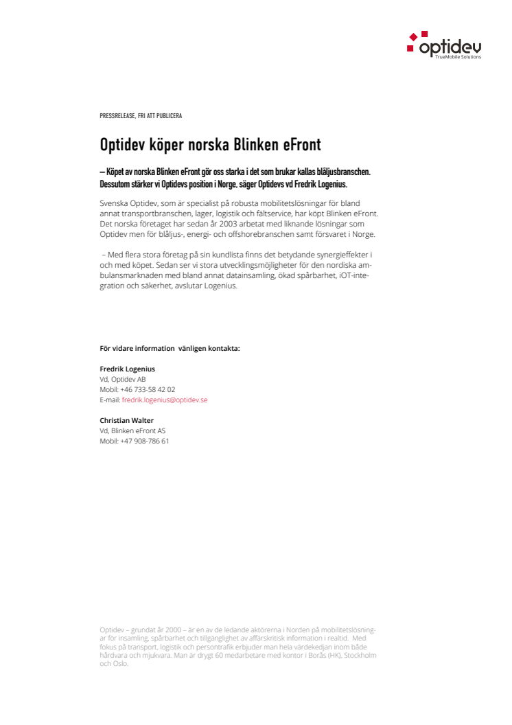 Optidev köper norska Blinken eFront