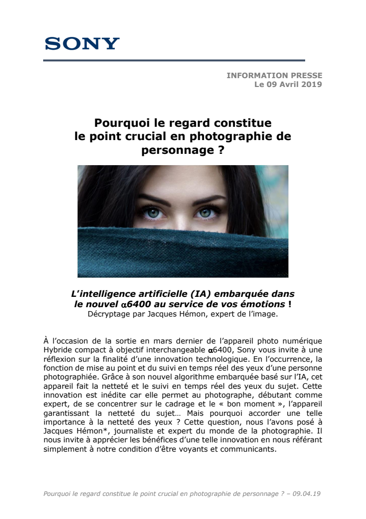 Pourquoi le regard constitue le point crucial en photographie de personnage ? 