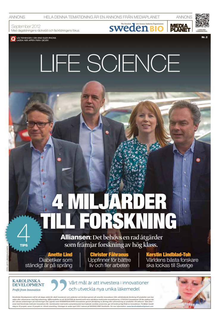 Vi förbättrar för svensk välfärd! SwedenBIO lanserar Life Science – bilaga av Mediaplanet i dagens DN