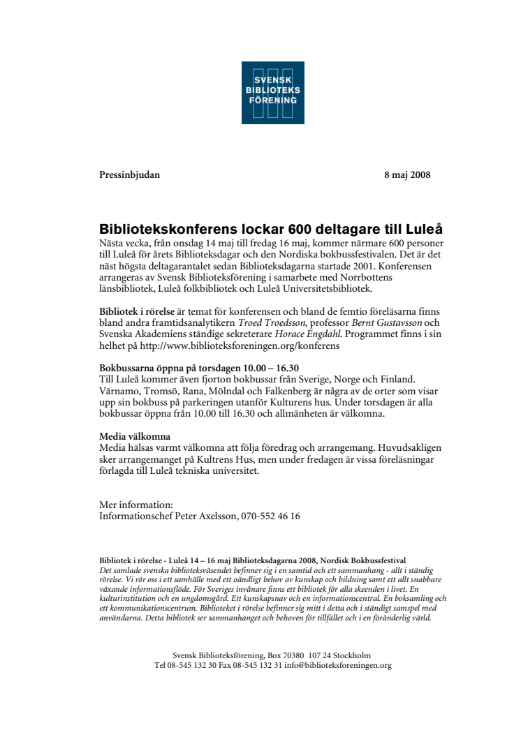 Pressinbjudan - Bibliotekskonferens lockar 600 deltagare till Luleå