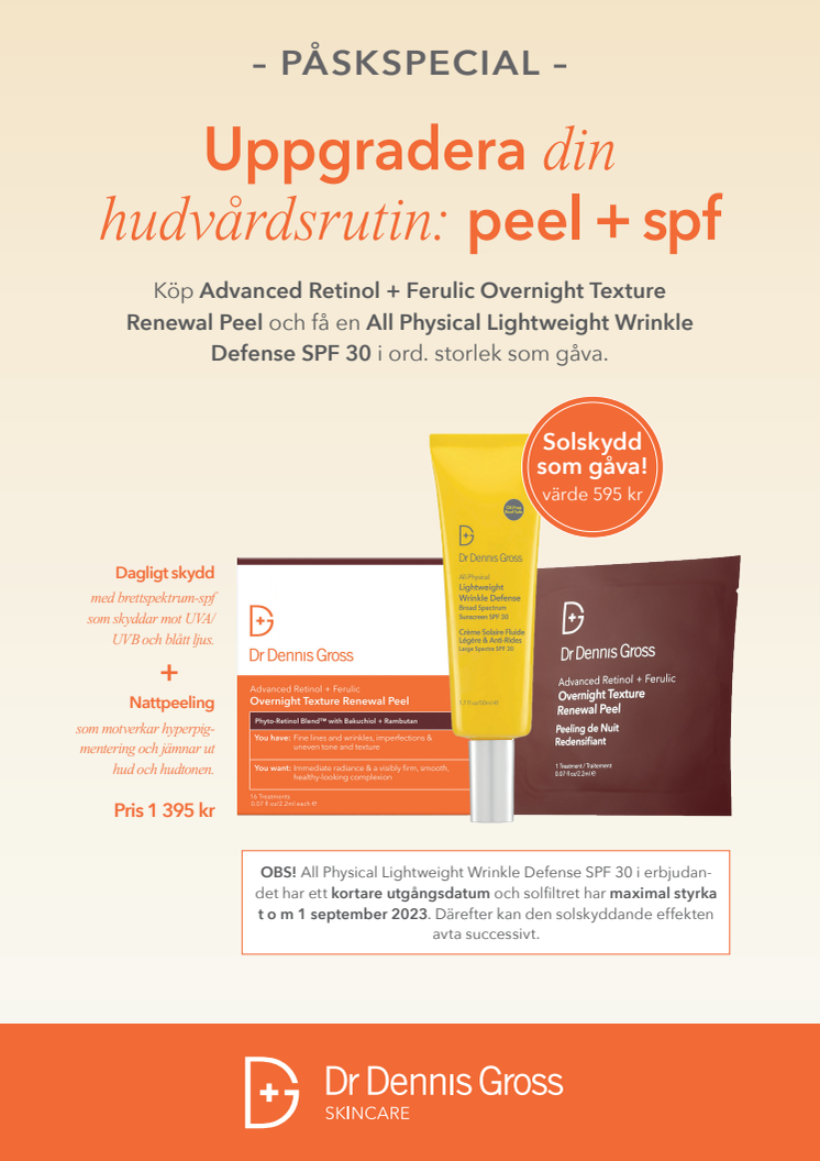 Dr Dennis Gross påskspecial - Uppgradera din hudvårdsrutin: peel + spf