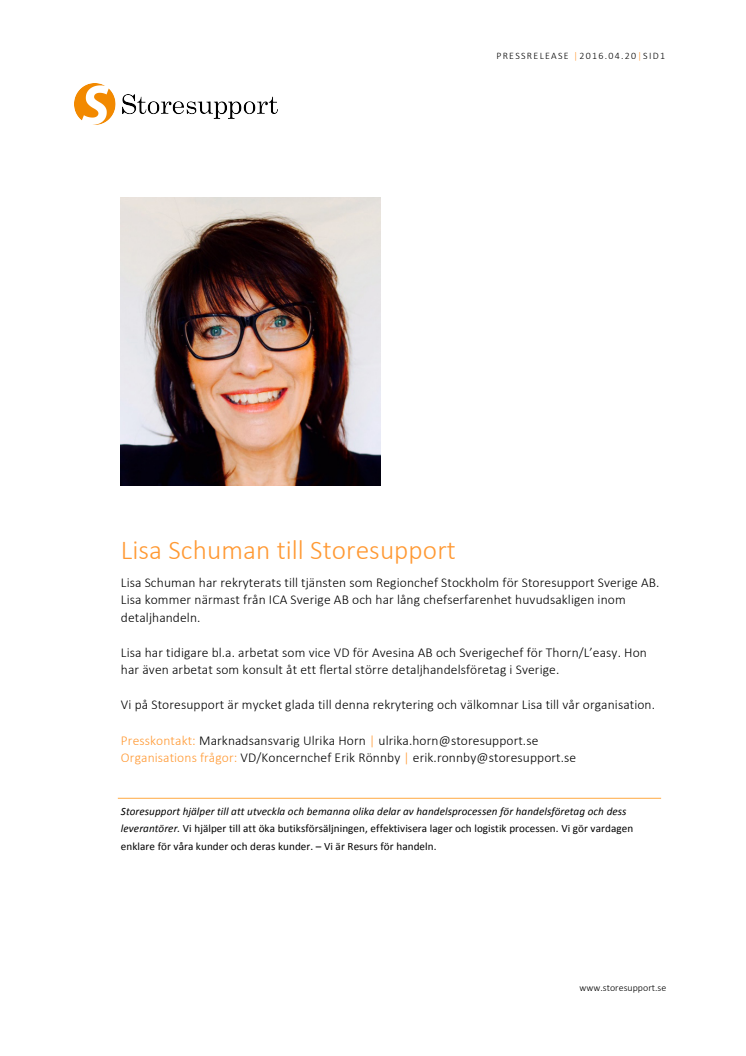 Lisa Schuman ny Regionchef till Storesupport  